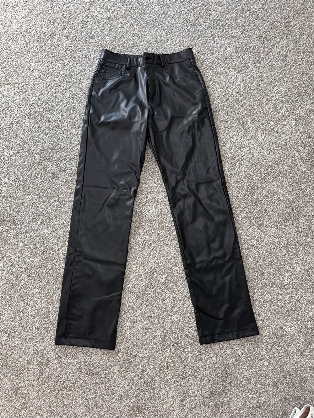 Zara Black Faux-Leather Straight Leg Trousers